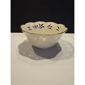 Vintage Lenox Lily Pierced Candy Nut Bowl Ivory China Gold Trim USA